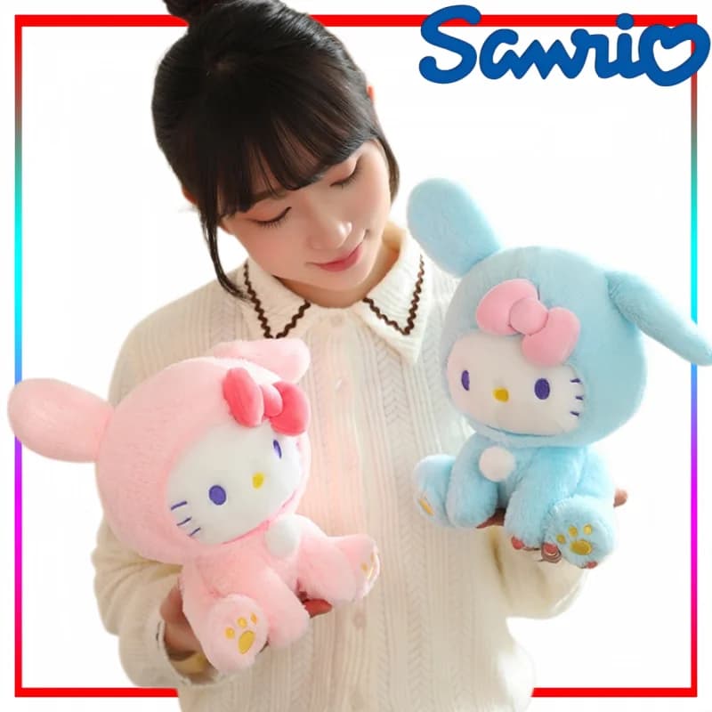 Nuovo Peluche Sanrio, Bambola Hello Kitty, Cuscino da Divano, Merchandise Anime, Regalo per le Feste, Giocattolo di Tendenza
