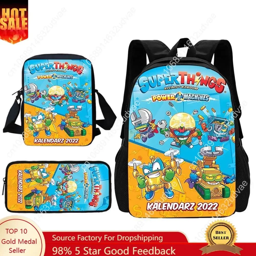 Super Zings SuperThings Child School Backpack With Shoulder Bag Pencil Bags School Bags for Boys Girls Best Gift