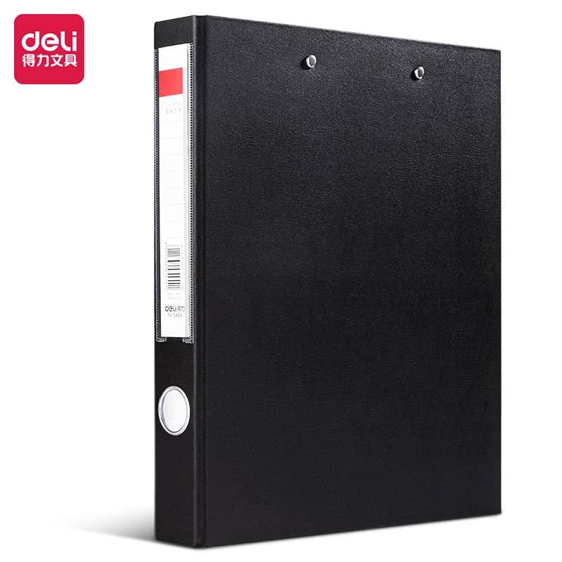 Deli 5454 A4 Double Clip Folder Blue/Black Office School Supply 45mm Document File Clip Folder for Paper Organization