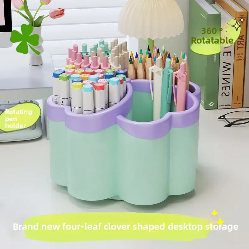 360 ° Organizzatore da Scrivania Girevole a 4 Livelli - Plastica PP, Salvaspazio con Coperchi - 3 Colori - per Ufficio, Casa e Piccoli Spazi