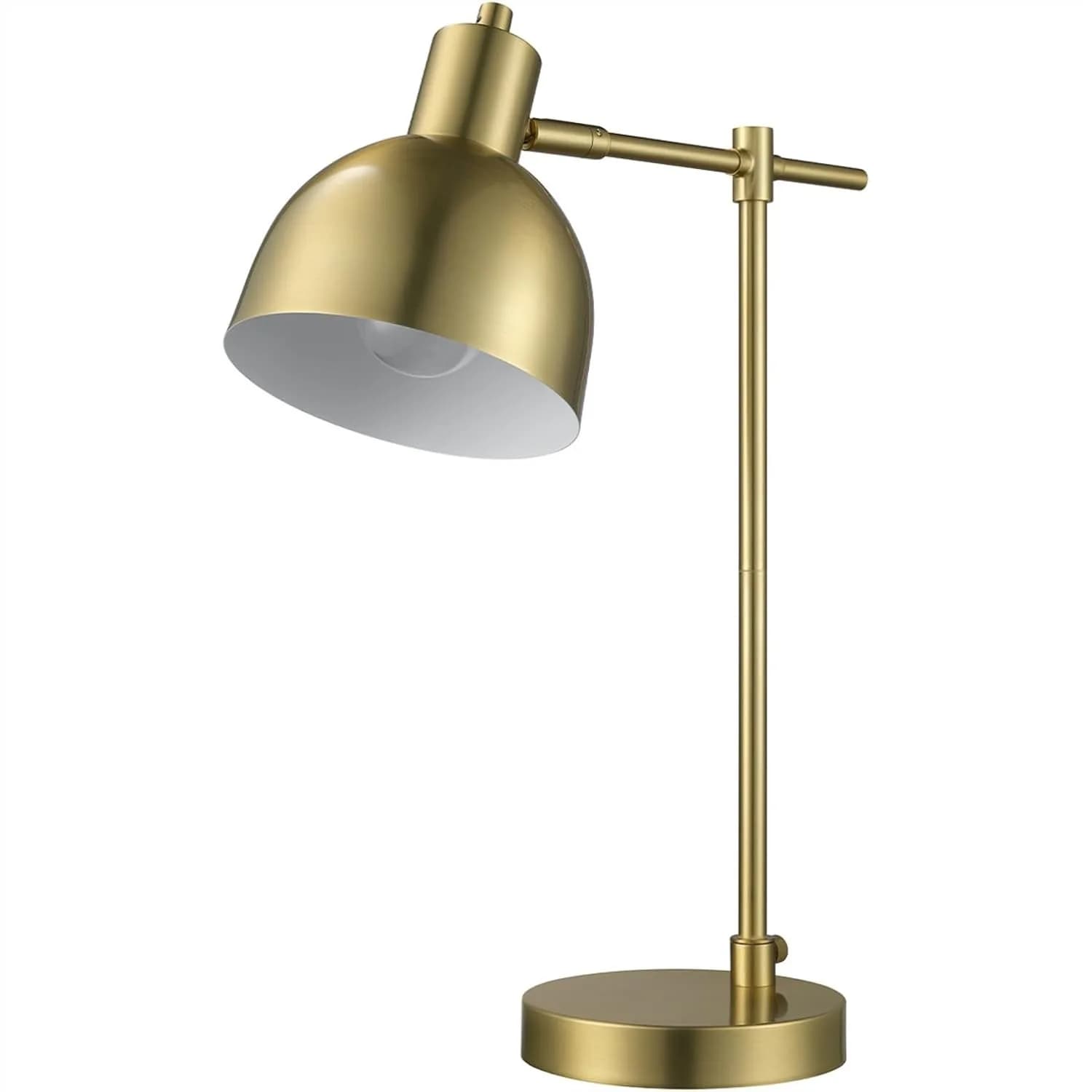 Lampada da scrivania da 18 pollici, finitura ottone opaco, paralume in metallo, giunto orientabile, interruttore rotante, illuminazione moderna per camera da letto e ufficio