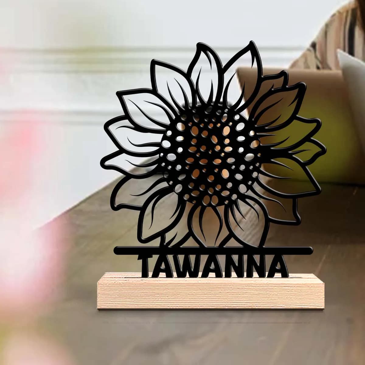 1pc Customizable Wrought Iron Desktop Decoration Custom Name With Wooden Base Office Decoration,Christmas and Housewarming Gifts