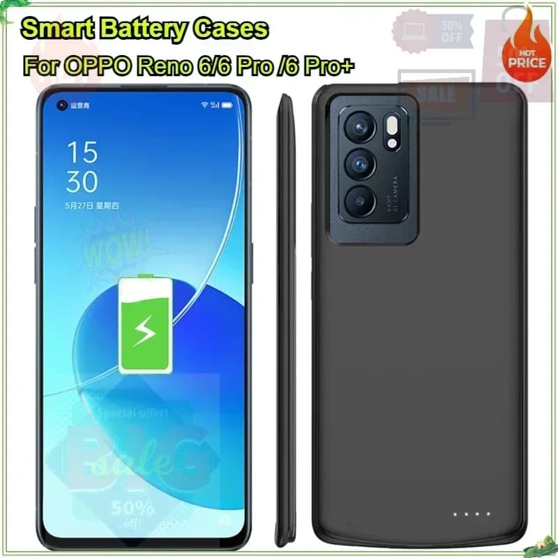 Custodia Batteria da 10000mAh Powerbank Portatile per OPPO Reno 6 Pro Plus, Cover Power Bank per OPPO Reno 6 Pro+, Custodia di Ricarica