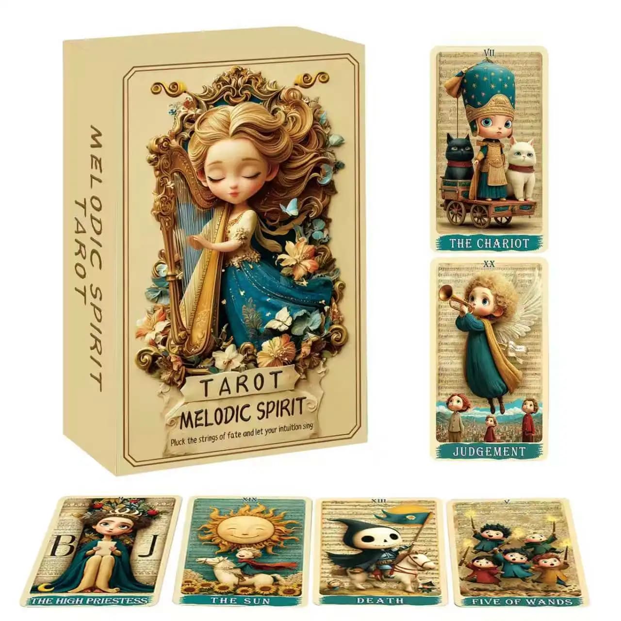 The Spirit of Melody 78-Card Tarot Deck | Includes a Guide, Perfect for Beginners | For Intuitive Readings and Self-Reflection