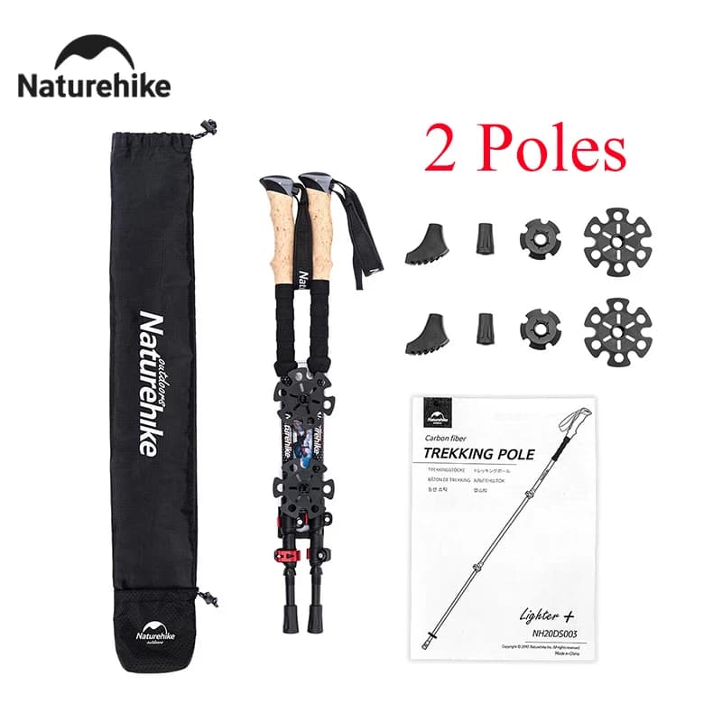 Naturehike Trekking sticks 2 poles ultralight carbon fiber walking sticks outdoor folding climbing portable hiking telescopic poles