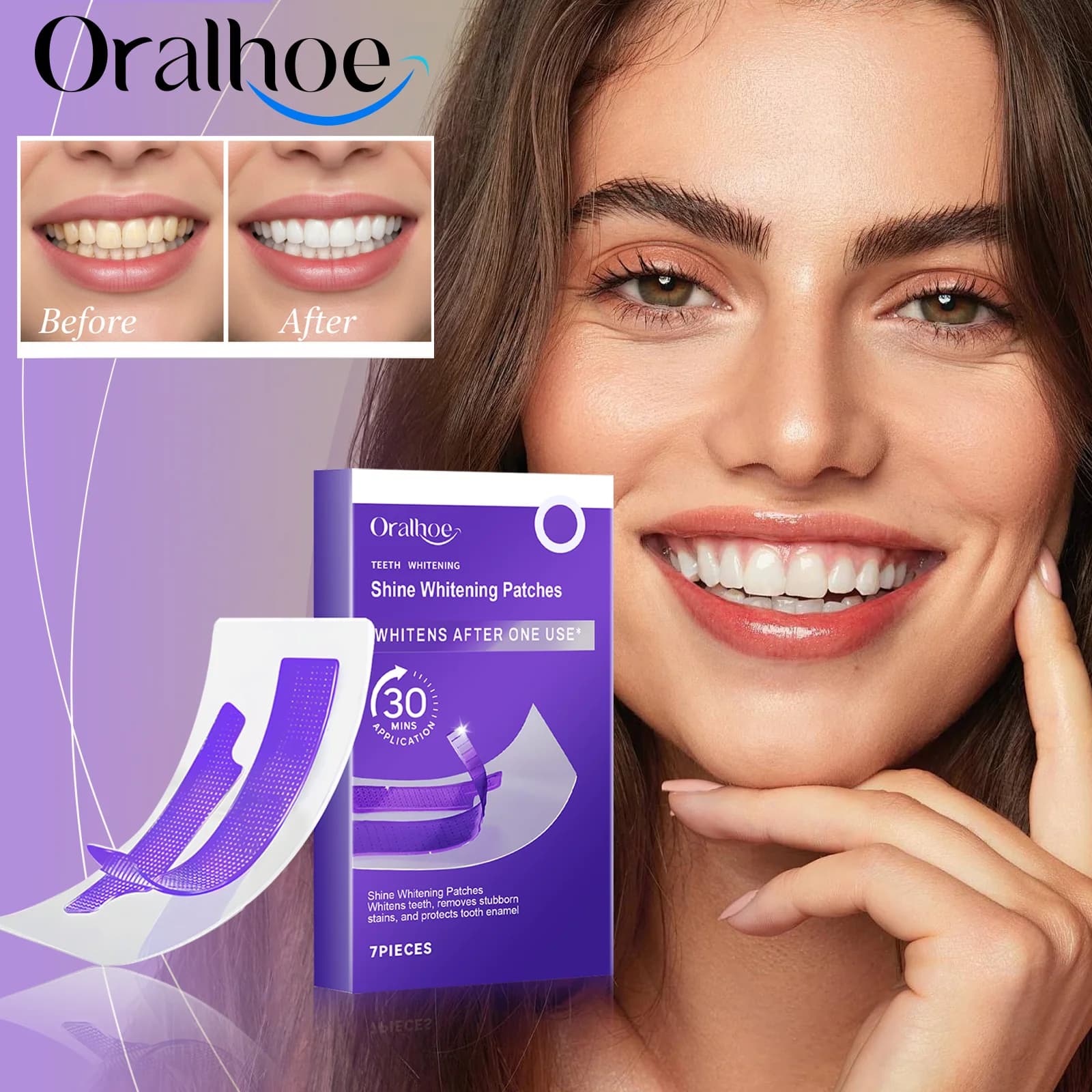 Whitening Strips for Denti Viola, Dental Care, Oral Cleaning Patch, Hygiene, Sensitivity Reduction, Dental Whitening and Removal Tools