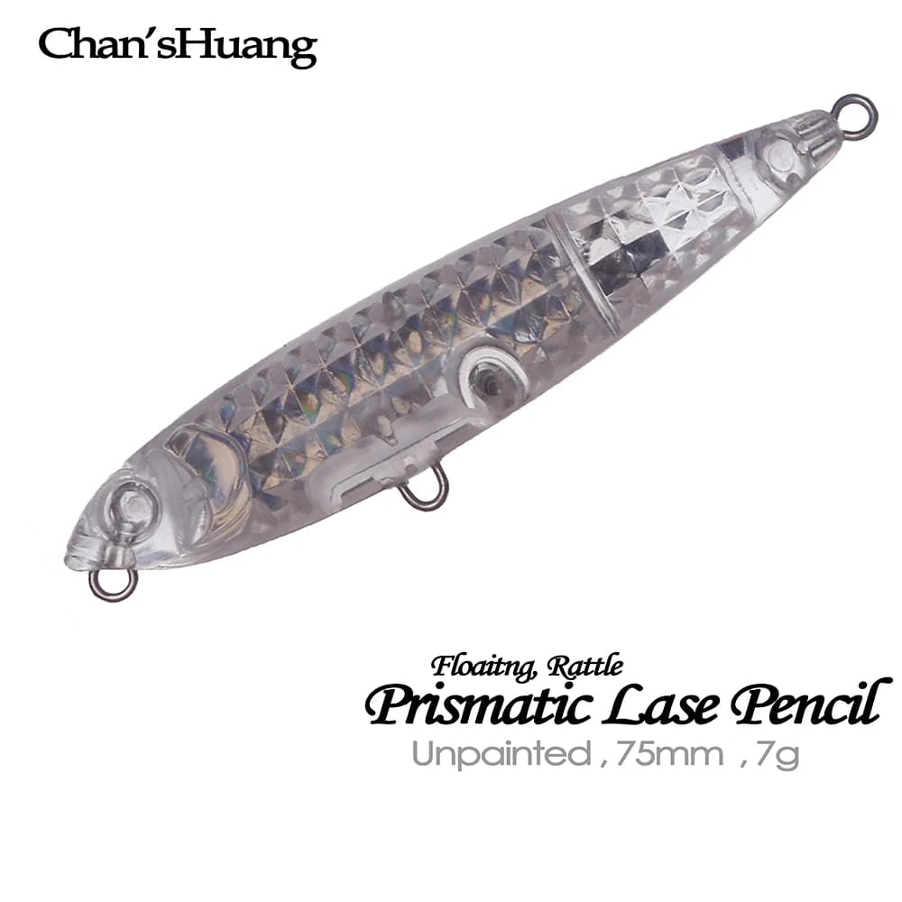 Chan’sHuang 20 Pezzi Esche da Pesca Grezze Non Dipinte 7.5cm 7g Galleggianti con Effetto Prisma Laser, Esche Artificiali Fai da Te Fatte a Mano