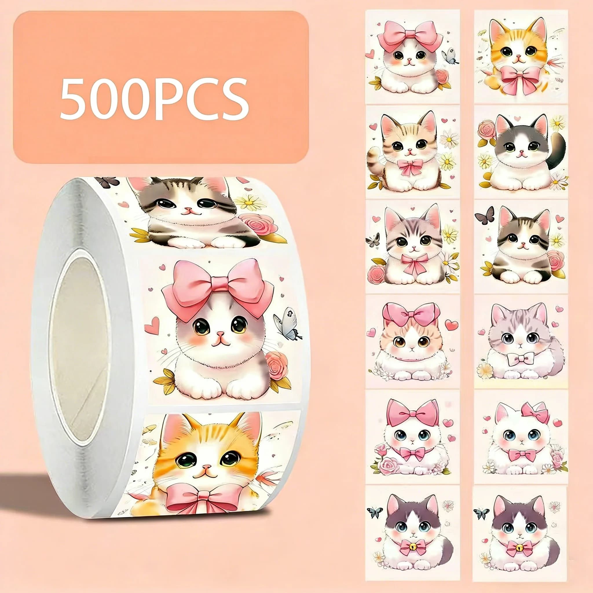 500 adesivi divertenti e carini a forma di gatto per confezioni regalo fai da te, buste, scatole per dolci, scrapbooking