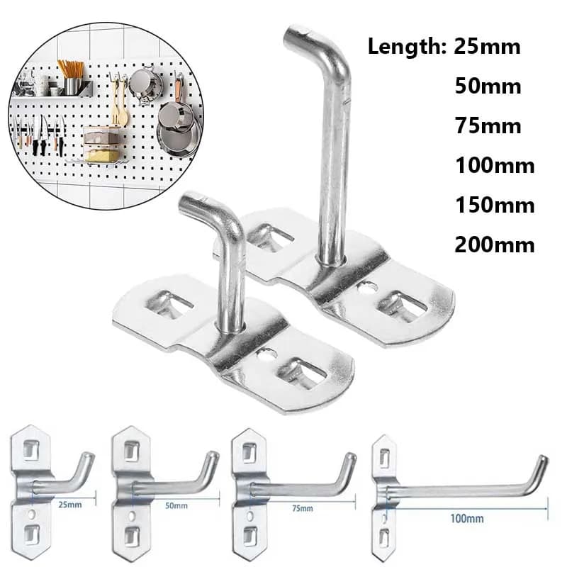 1~5Pcs Tool Hanging Hook Metal Display Rack Metal Shop Good Shelf Hooks Thickening Hole Plate 25/50/75/100/150/200MM