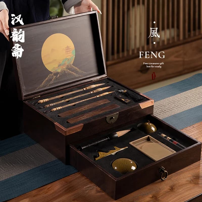 four treasures set professional high-grade brush inkstone ink strip end inkstone pen ink paper inkstone calligraphy full set
