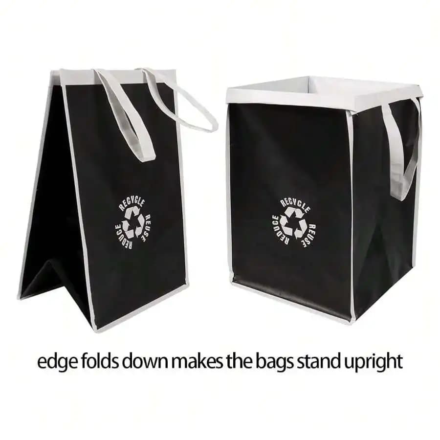 Foldable Recycling Bag For Kitchen Trash Sorting Waterproof PP Storage Bin 2 Pack