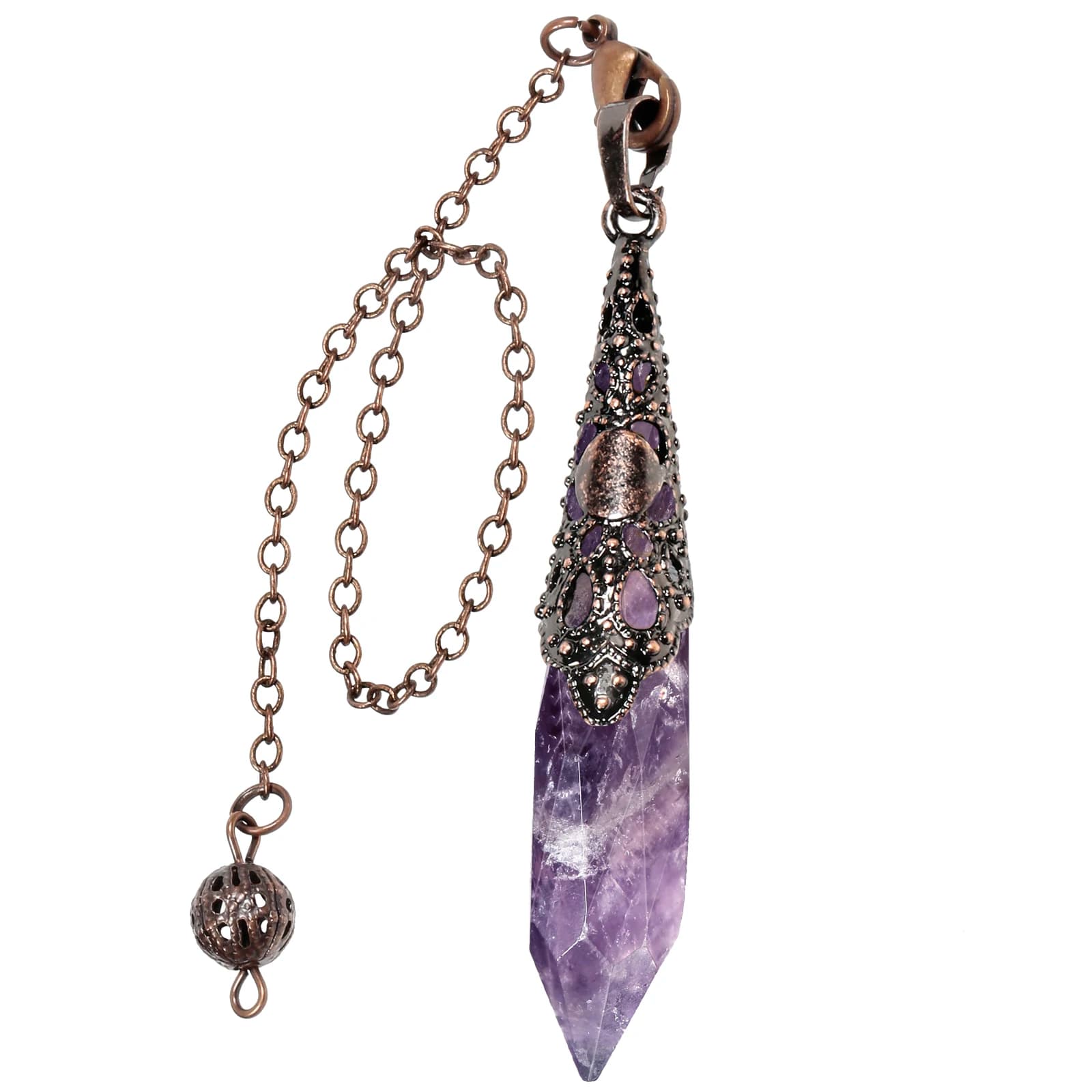 Pendolo in pietra di cristallo sfaccettato per radiestesia Penduli spirituali di biolocazione per gioielli con ciondolo di bilanciamento dei chakra di divinazione