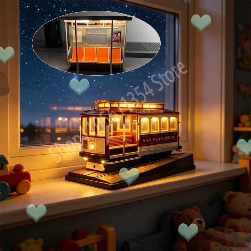 Subway Train Light, Cable Car Desk Lamp Retro LED Car Model Nightlight for Bedside Dorm Apartment Unique Railfan Gift for Men