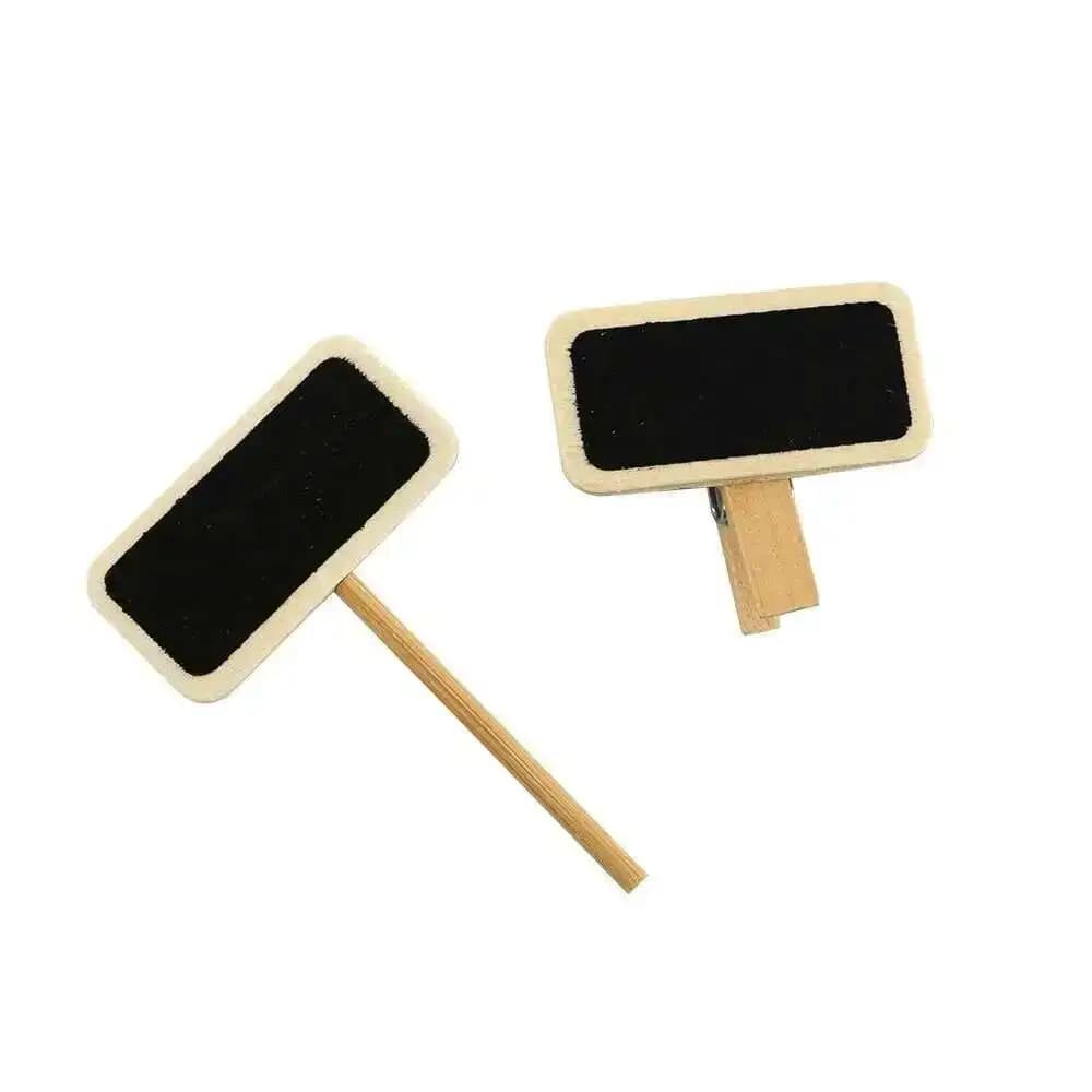 50 Mini lavagna in legno messaggio ardesia rettangolo clip pannello scheda promemoria etichetta piano cartellino del prezzo display snap pot fiore targhetta nome