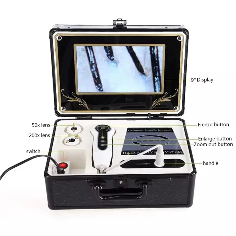 Microscopio Analizzatore per Cuoio Capelluto 50X 200X, Fotocamera Portatile per Analisi di Pelle e Capelli, Strumento per Salone di Bellezza e Cura dei Capelli
