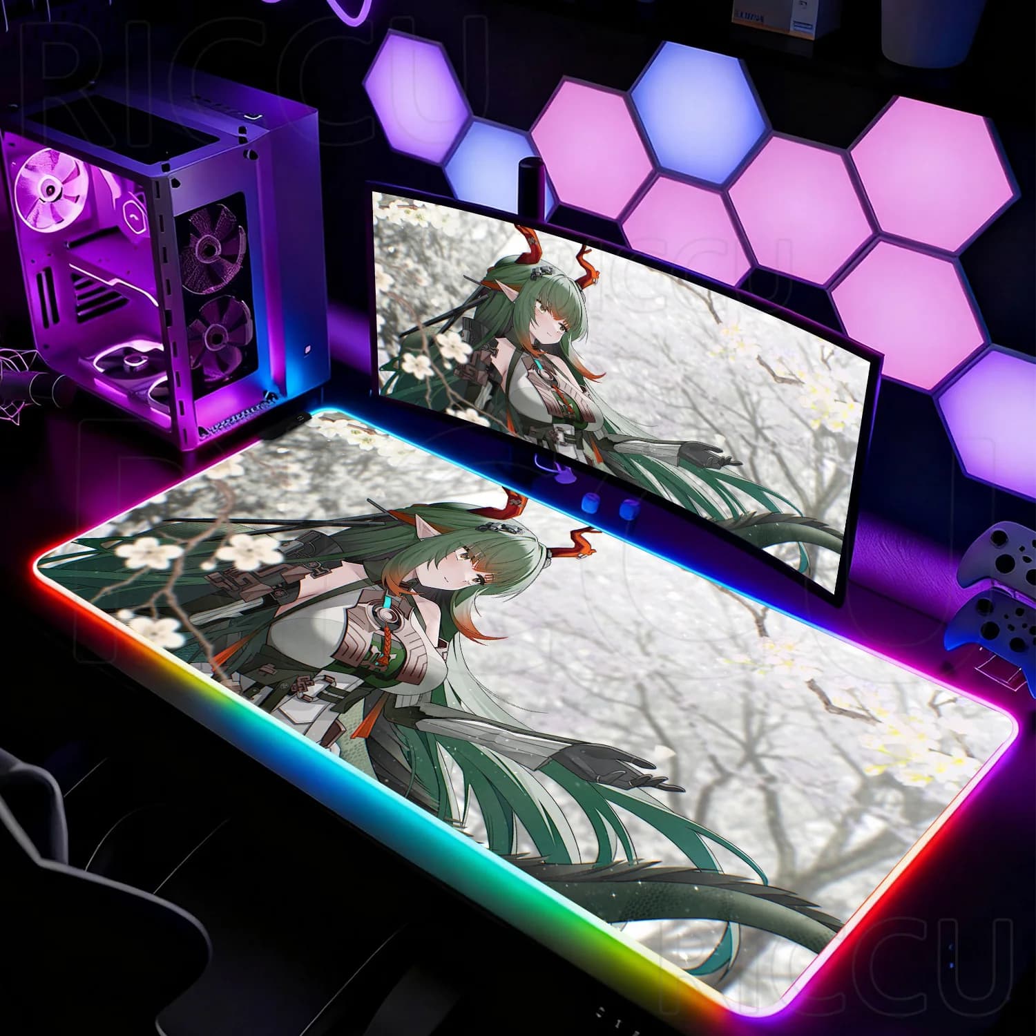 RGB Arknights Endfield Zhuang Fangyi HD Mouse Pad Rug XXL Large Cute Anime Keyboard Gamer Kawaii Girl Gaming LED Desk Mat carpet
