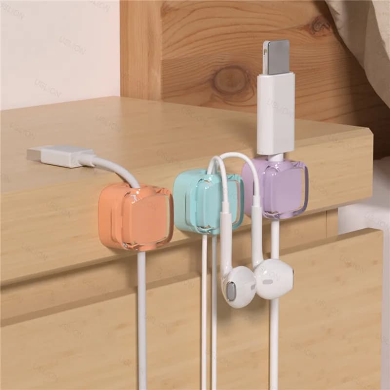 Colorati 6 pezzi clip magnetiche per cavi supporto per cavi liscio e regolabile sotto la scrivania gestione dei cavi organizer per cavi