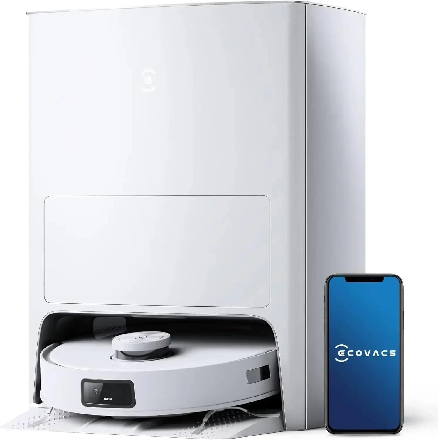 NUOVISSIMO ECOVACS DEEBOT T10 OMNI Robot Aspirapolvere e Lavapavimenti - Svuotamento Automatico, Pulizia Automatica del Mop, Asciugatura ad Aria Calda, Aspirazione 5000Pa