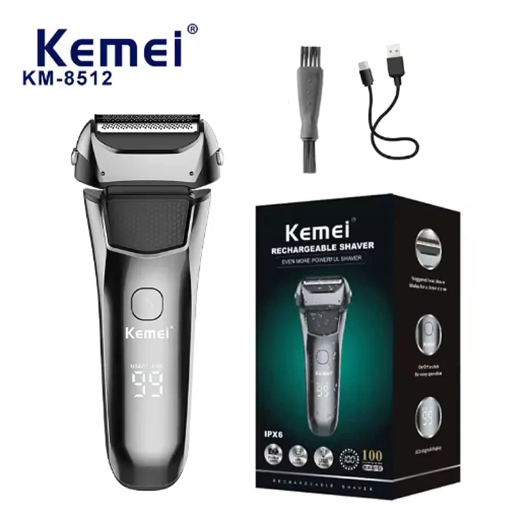 Kemei Razor KM-8512 Men's electric shaver with digital LCD double layer alternative display for full body washing