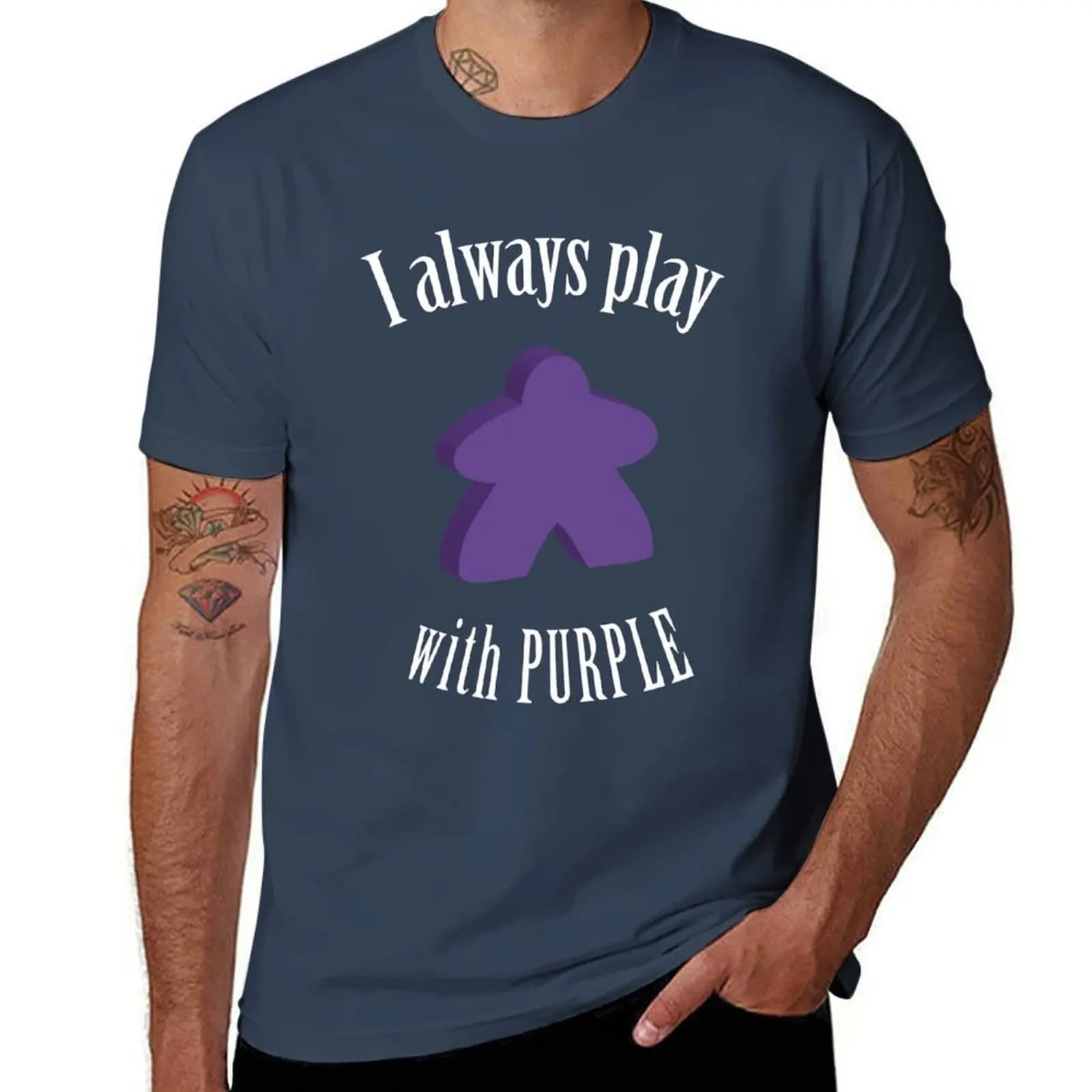 Always Design I Play with Game Board Purple Meeple T-shirt casual natalizia