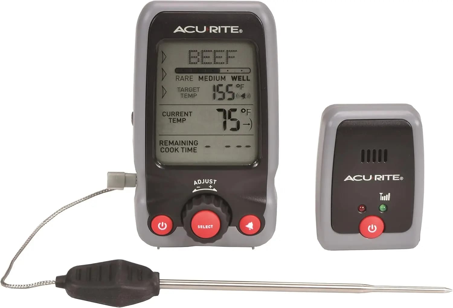Digital thermometer for meat with timer and wireless pagers for cooking