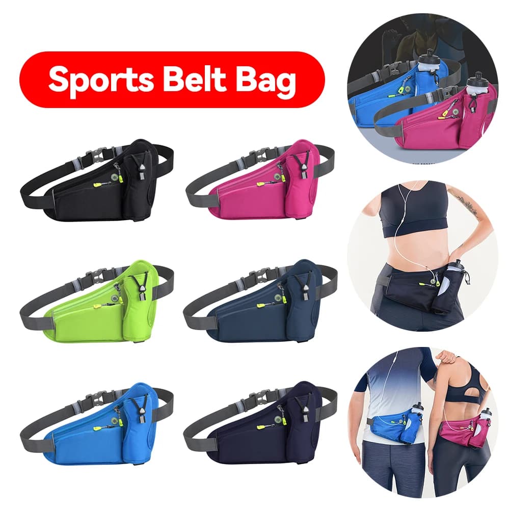 Sports Belt Bag Large Capacity Hydration Belt Pack Multifunction Water Bottle Holder Bag Waterproof for Hiking Walking