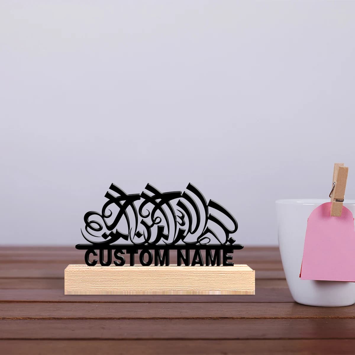 Custom Arabic Metal Statue with Wood Base, Scientific Theme Table Decoration for Medici