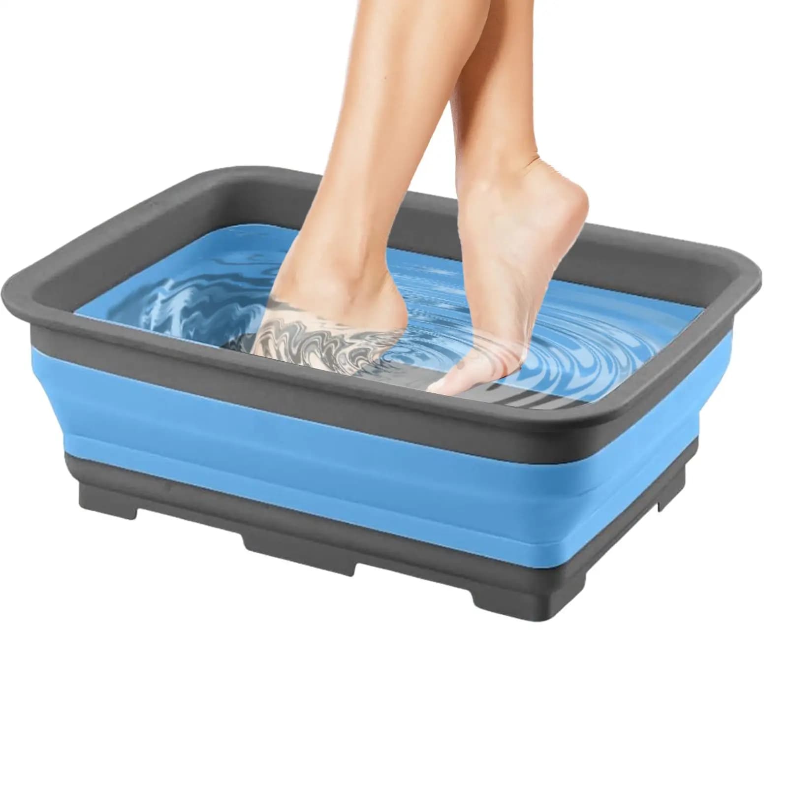 Bacino pieghevole per pediluvio per piedi imbevuotamento, vasca da imbrocco per piedi, secchio per piedi in plastica, cestino per la biancheria pieghevole, accessori per piscina