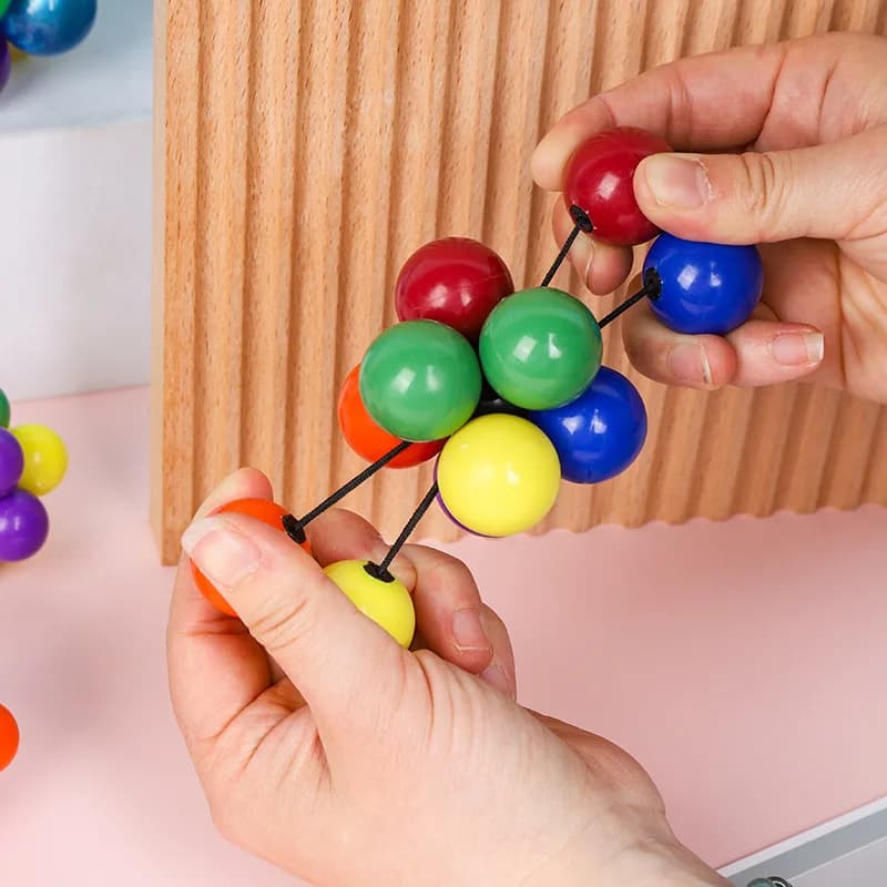 Palla Antistress Atomic Ball, Puzzle Magico, Palla Decompressione Versatile con Perline, Giocattolo per Bambini, Palla Decompressione con Perline per Massaggio e Musica