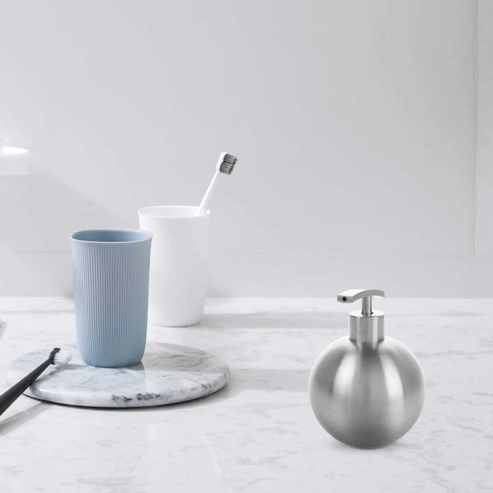 Dispenser di sapone in acciaio inossidabile, multifunzionale, ricaricabile, a prova di perdite, per bagno, sapone per le mani, pompa per lozione, bottiglia per liquidi da cucina