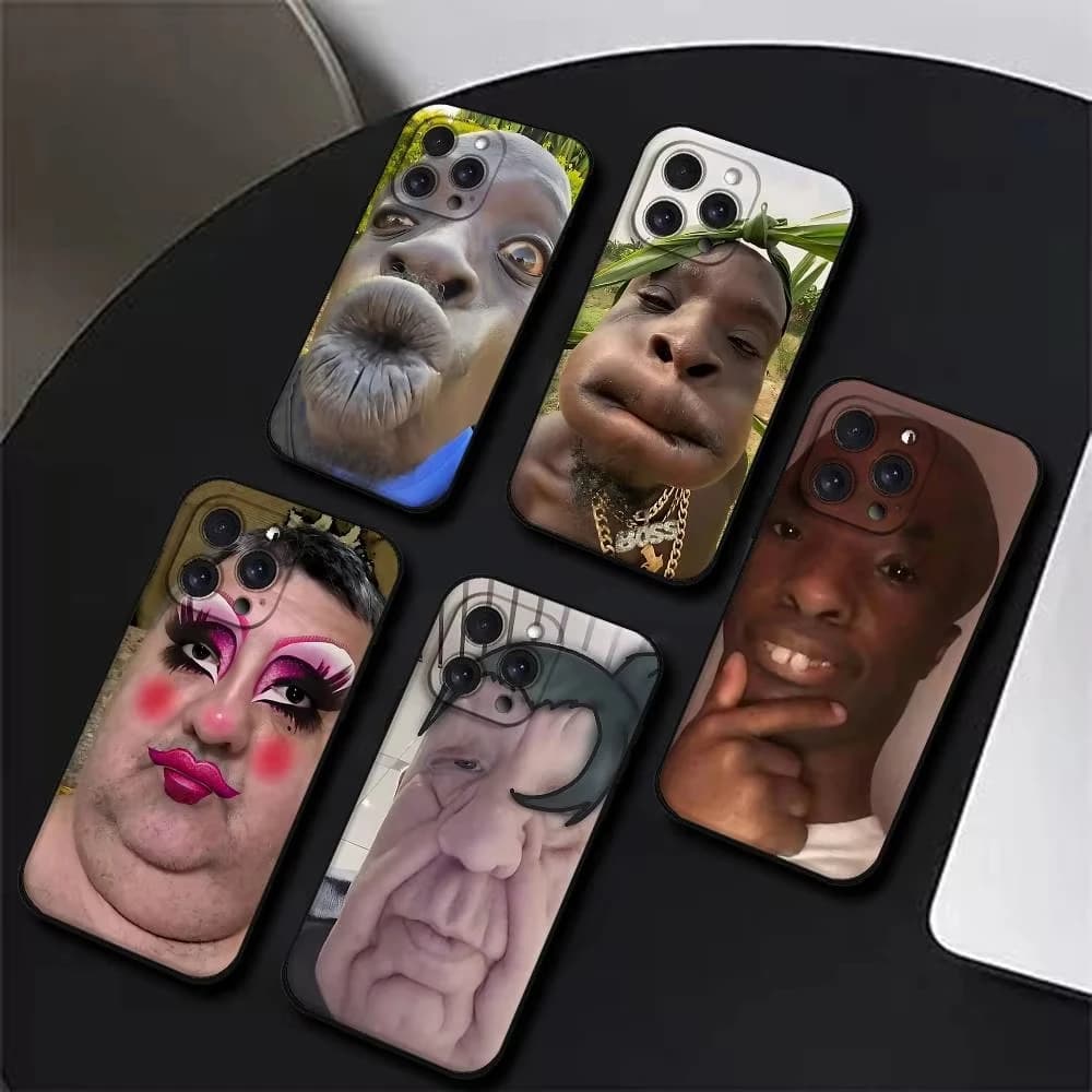Ugly Man Funny Phone Case for Samsung S25 S24 S23 S22 S21 S20 Note20 FE Ultra Plus 5G Black Silicone Soft Cover