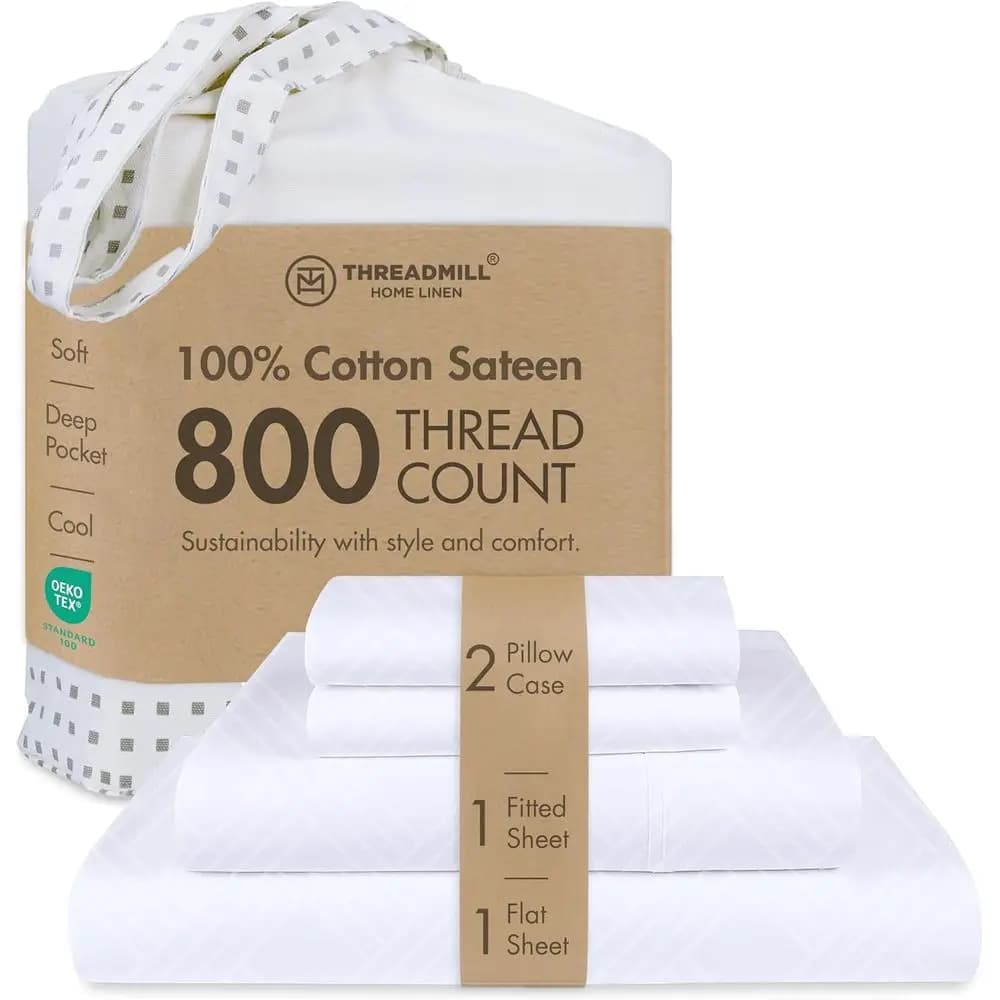 Set di lenzuola a righe in cotone egiziano 100% a 800 fili, 4 pezzi, lenzuola di lusso con angoli elasticizzati.