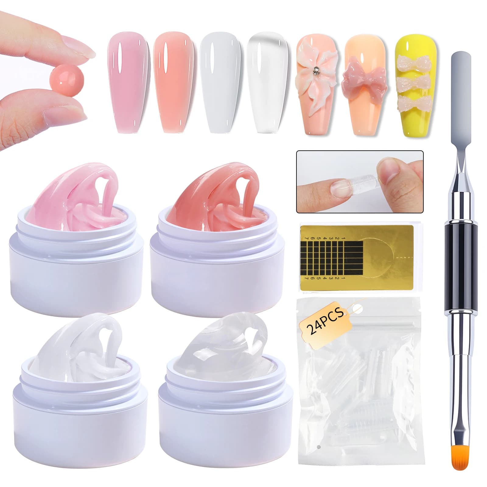 7pcs15ml Gel per estensione unghie Set Gel per estensione unghie solido Antiaderente Scultura 3d Fototerapia Gel UV Stampaggio rapido Gel per unghie Pezzo