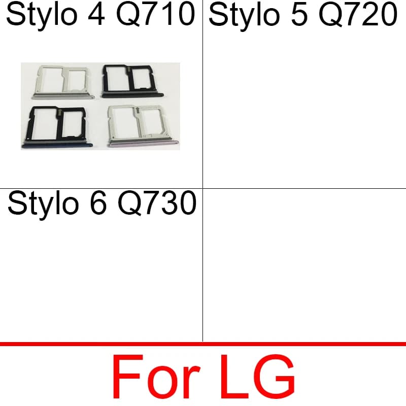 Adattatori per supporto vassoio scheda SIM per LG Stylo 4 Q710 Stylo 5 Q720 Stylo 6 Q730 Lettore di schede SIM Slot Presa Parti di ricambio