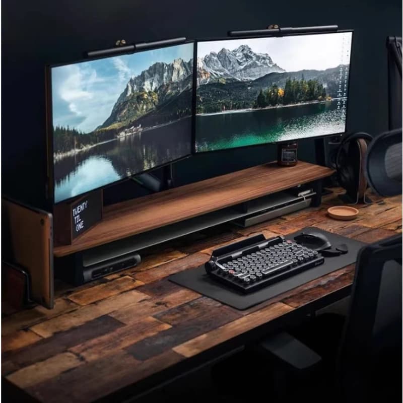 Support for Complete Penetration Monitor in Black Walnut, Desk Organizer, Computer Screen Ergonomic Support, Z2 Storage Solution