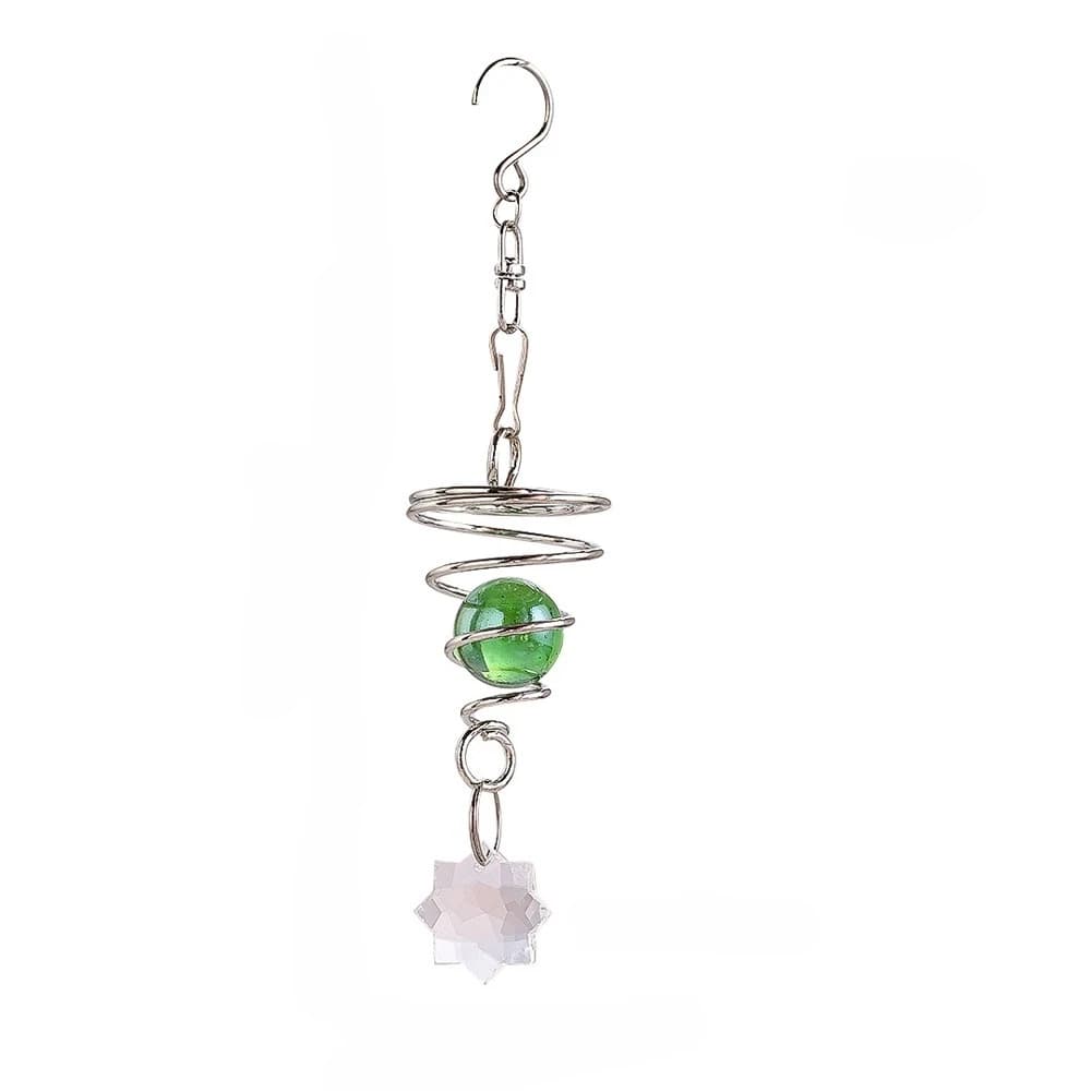 Gazing Ball Coda a spirale Fai da te Suncatcher Wind Spinner Stabilizzatore Prisma di cristallo Arcobaleno Maker Decorazione da appendere al giardino con gancio girevole