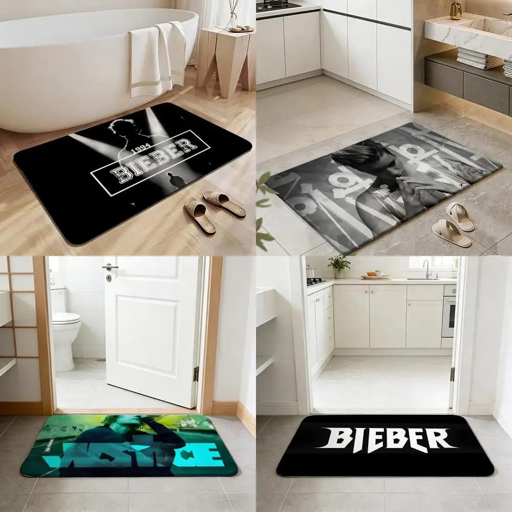 Tappetino da Bagno J-Justin Bieber alla Moda, Antiscivolo, ad Asciugatura Rapida, in Terra Diatomacea, Assorbente