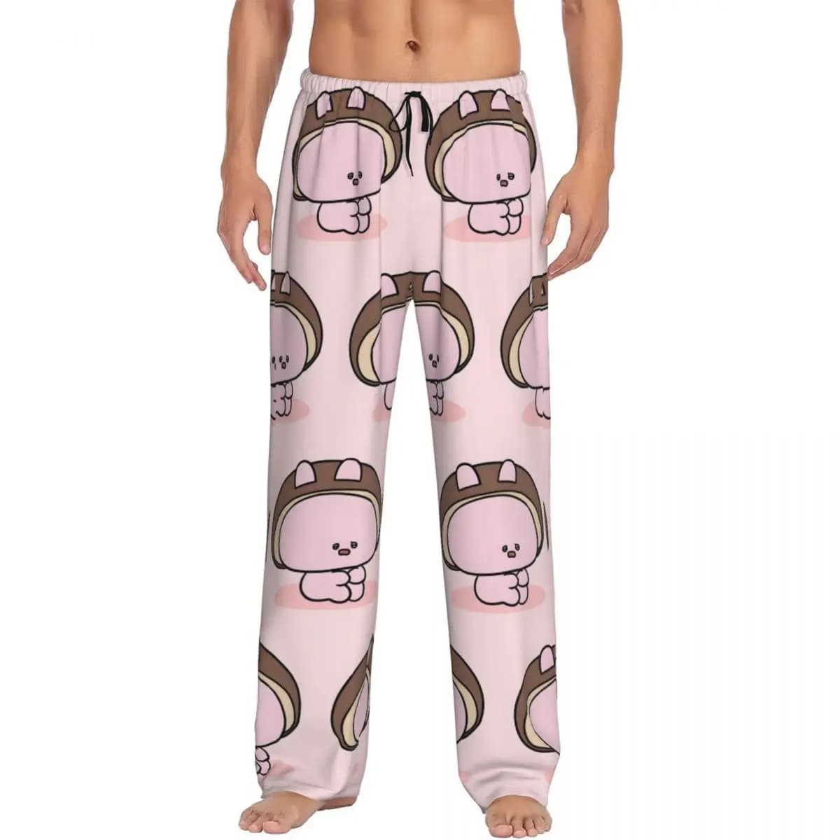 Pantaloni da pigiama Asamimichan da uomo personalizzati stampati pantaloni da notte per dormire con coniglio carino con tasche