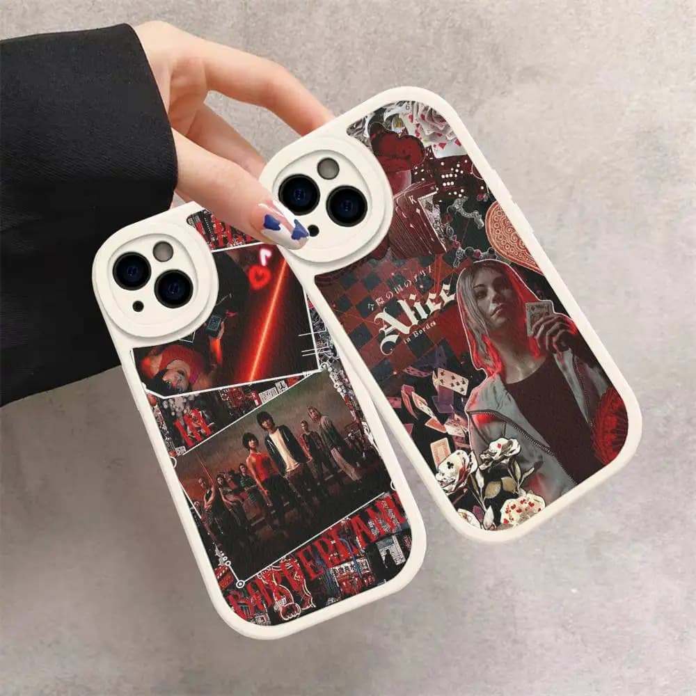 Phone Case Alice In B-Borderland for iPhone 16 15 14 13 12 11 Pro Max Plus, Leather Soft Cover