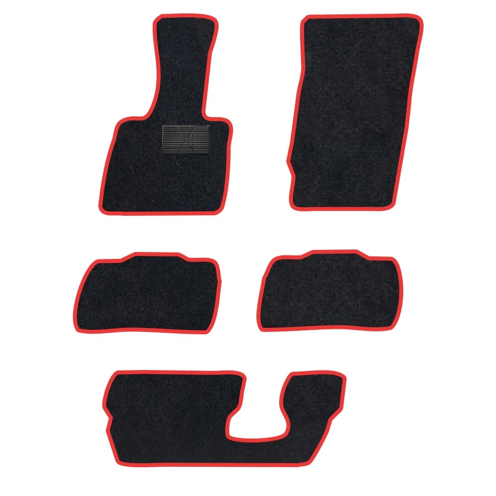 Tappetino per auto per Ford Explorer 2023-presente U625 MK6 7 posti in pelle scamosciata di poliestere antiscivolo supporto nero rilegatura rossa bordo trim