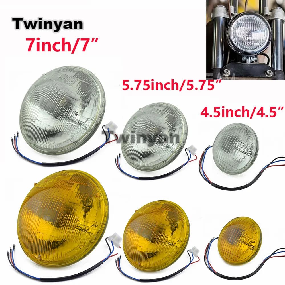 4.5 "5.75" 7 "Luce sigillata Lampada Lente in vetro Moto Vecchia scuola Faro Faro alogeno Faro Hi/Low Fascio Lampadina