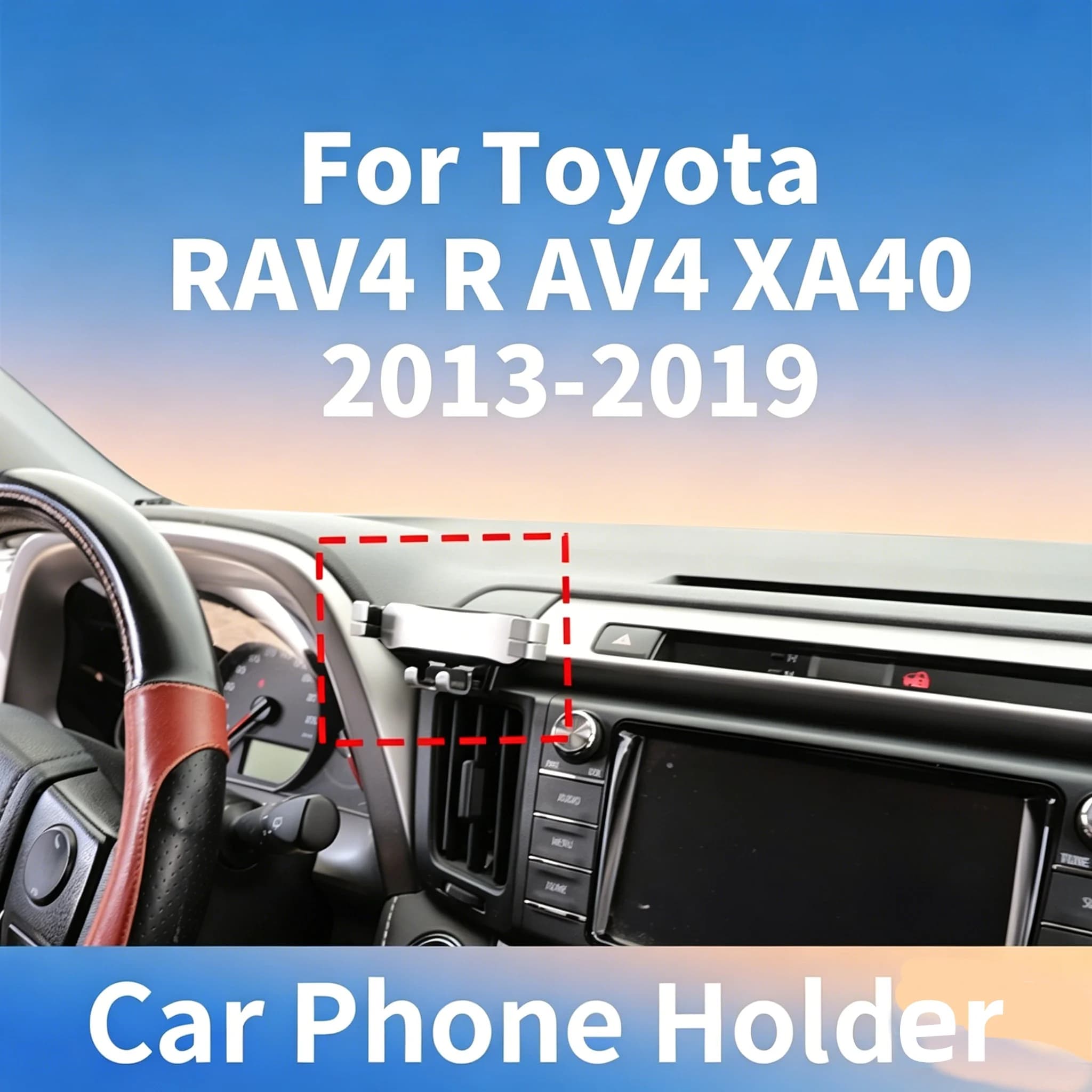 Snap-on Car Phone Holder Base for Toyota RAV4 XA40 2013-2019, Multi-Bracket Compatible, No Interference with Car Operation