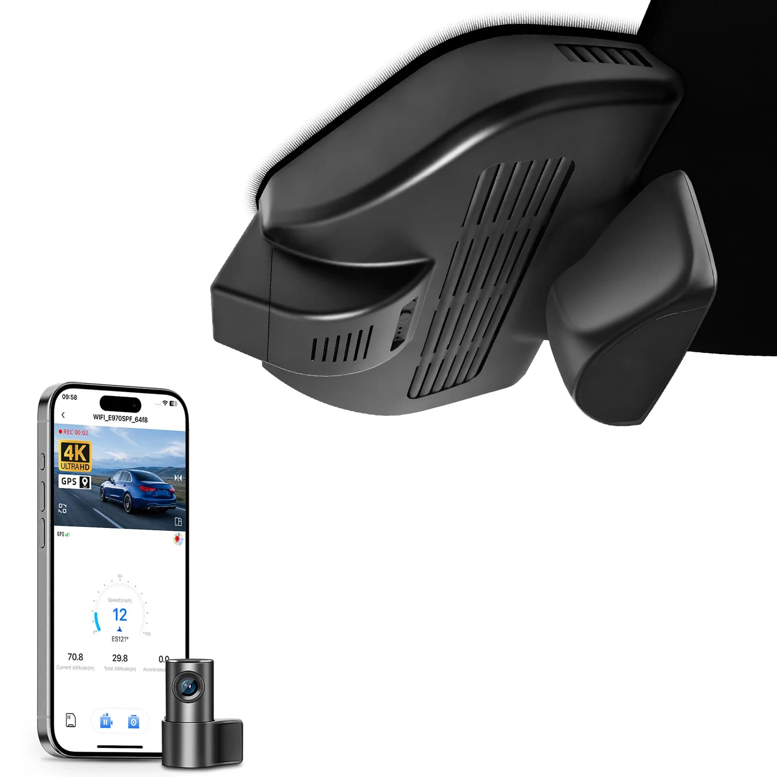 Mangoal 4K Car Camera for Mercedes Benz GLC Gen1 X253 C253 (Model E) Car Video Recorder with WiFi, APP and GPS