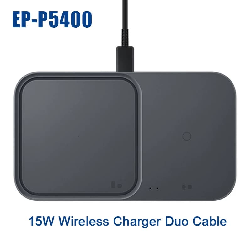 Caricabatterie wireless Duo con adattatore da viaggio 15W, per Samsung Galaxy S23/S21/S10/S9/S8/Note20+/Smart Watch3-7 Airpods3 Qi EP-P5400