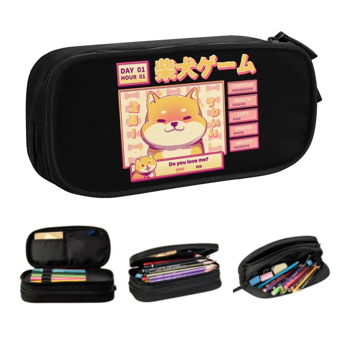 Astuccio personalizzato per cani Shiba Inu, carino e fresco, per ragazze, ragazzi, animali domestici giapponesi, grande borsa per penne, scatola per accessori scolastici
