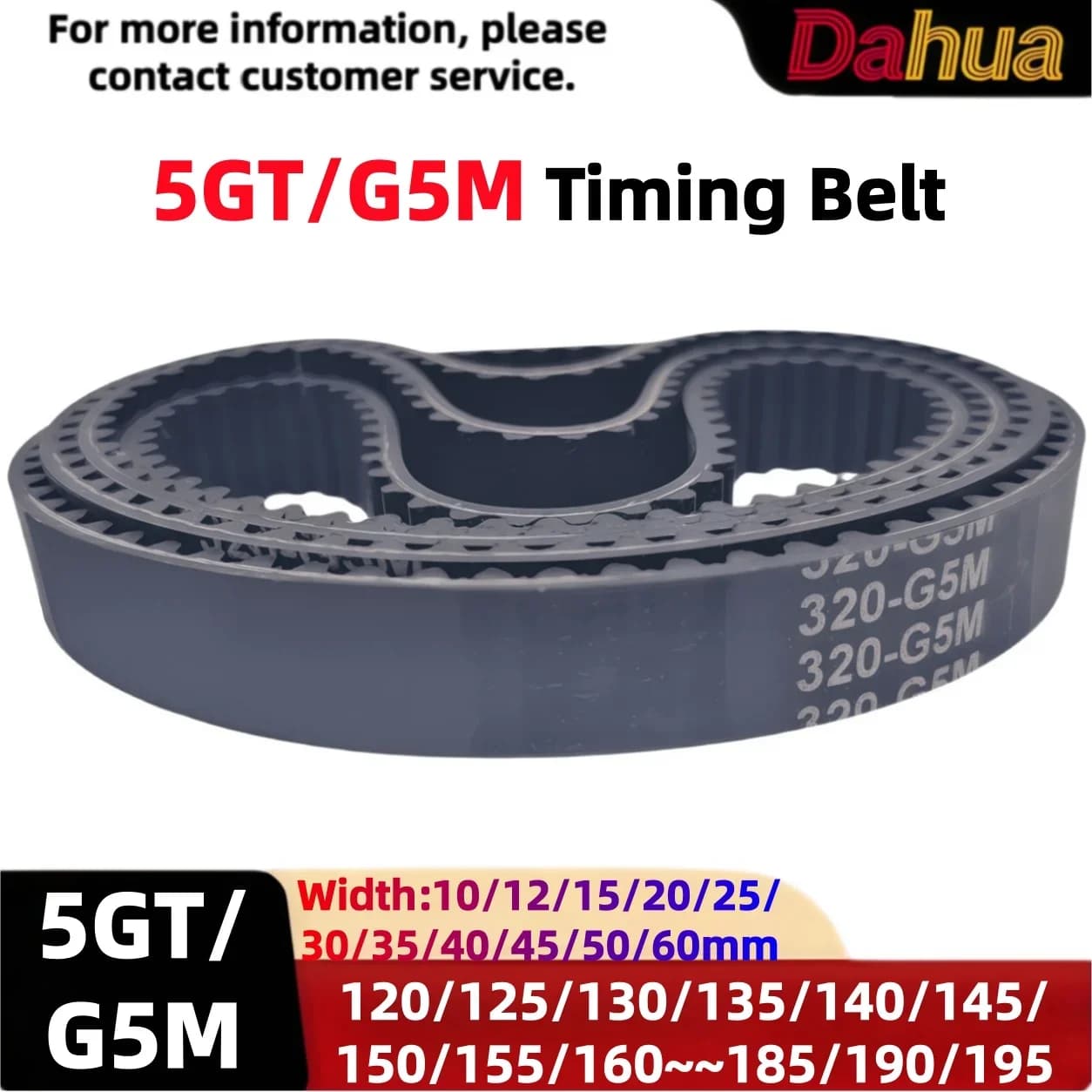 5GT Timing Belt Closed Loop Rubber Synchronous Belt 5mm Pitch L 120~195-5GT W10-60mm for 3D Printer CNC Laser Engraver Machine