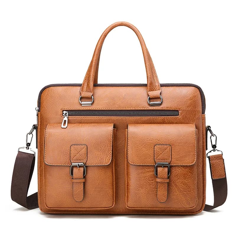 Luxury Brand Business Men's Bag PU Leather Messenger Shoulder Bags Office Lunch Bags for Laptop Handbags for A4 File
