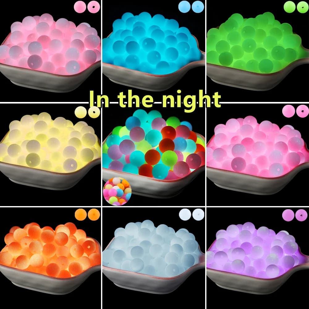 50 pezzi che si illuminano al buio perline di silicone rotonde 12/15MM perline di lenticchie in silicone luminoso per la creazione di gioielli collana braccialetto fai da te