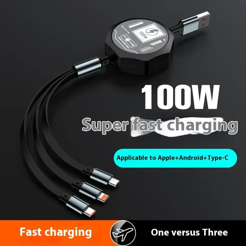 Cavo USB retrattile 3 in 1 da 100 W Ricarica rapida e dati Micro USB tipo C per apple15 14 13 Pro Max Cavo Xiaomi per telefono Android