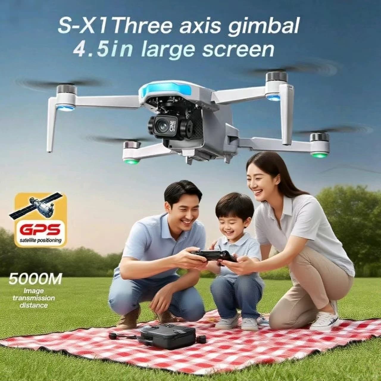S-X1 Pro 4K GPS drone with 3-axis cardanic joint, FPV 5G transmission, dual camera and avoidance obstacles for aerial photography